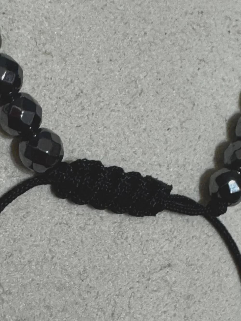 Slide Style Adjustable Bracelet, Faceted Hematite, Fine Silver Plated
